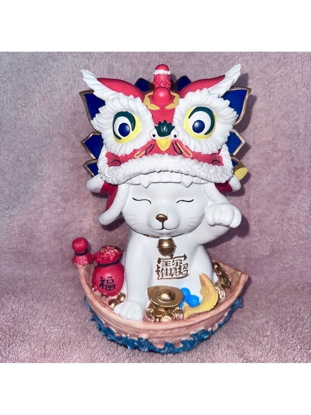 RARE HARD TO FIND Chinese Good Fortune Money Luck Cat Statue Figurine Resin